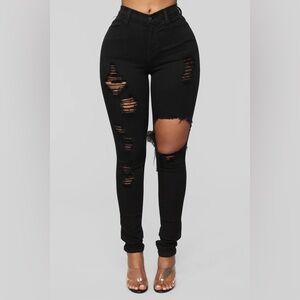 Fashion Nova black distressed jeans